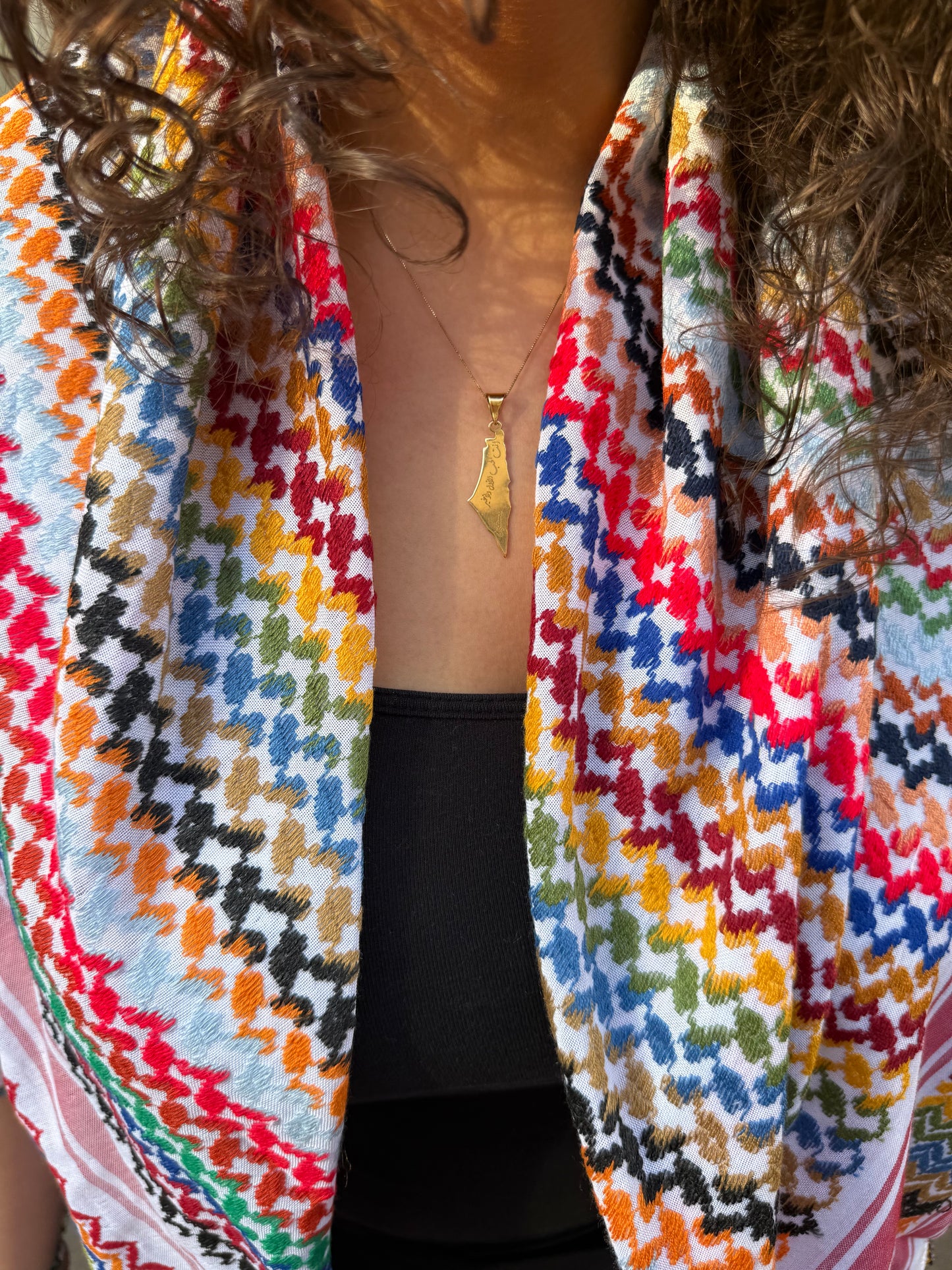 Keffiyeh rouge & blanc multicolore