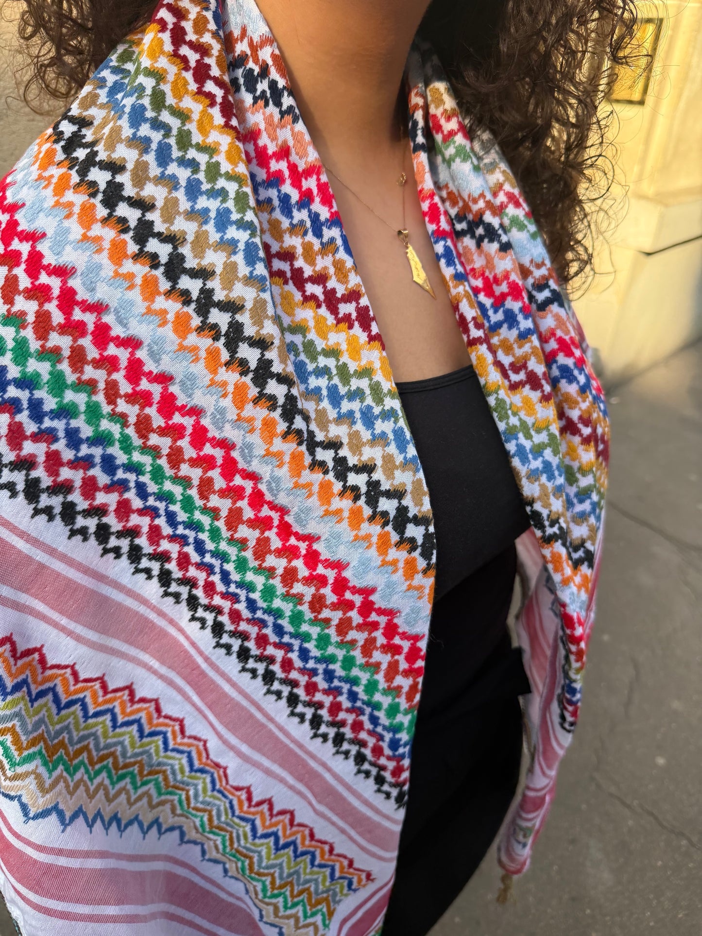 Keffiyeh rouge & blanc multicolore