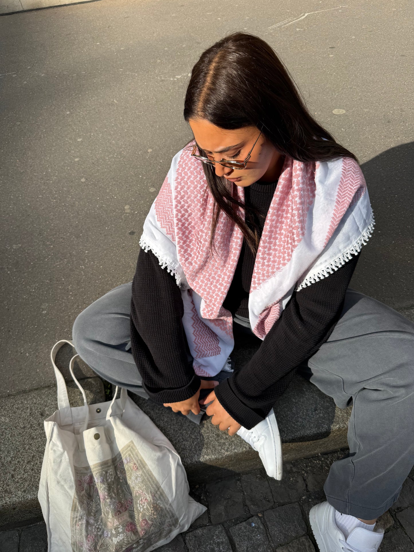 Keffiyeh Rose poudré