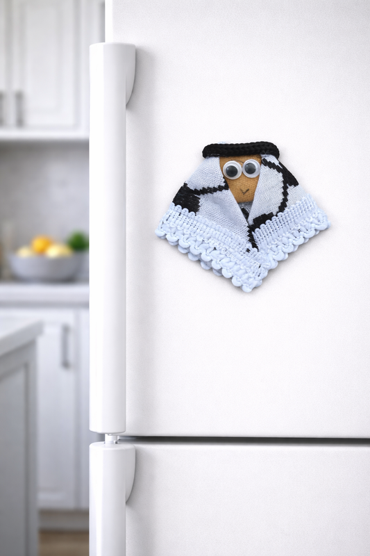Magnet Smiley en Keffiyeh Blanc
