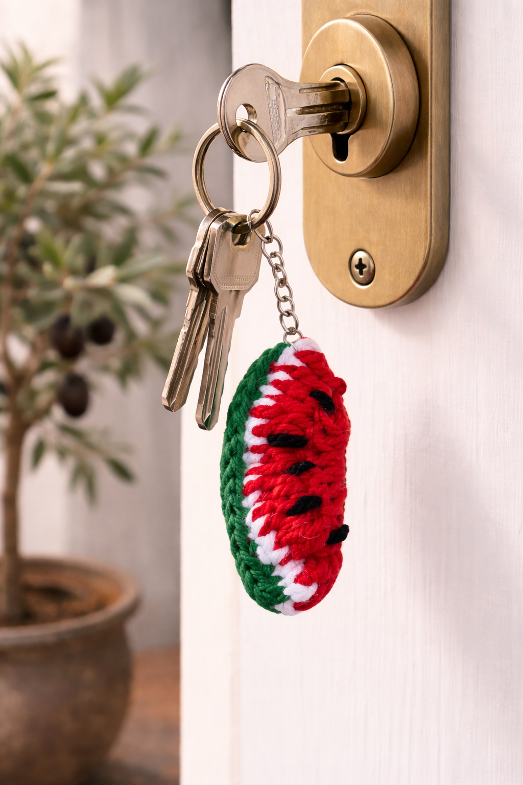 Porte-clés pastèque en crochet
