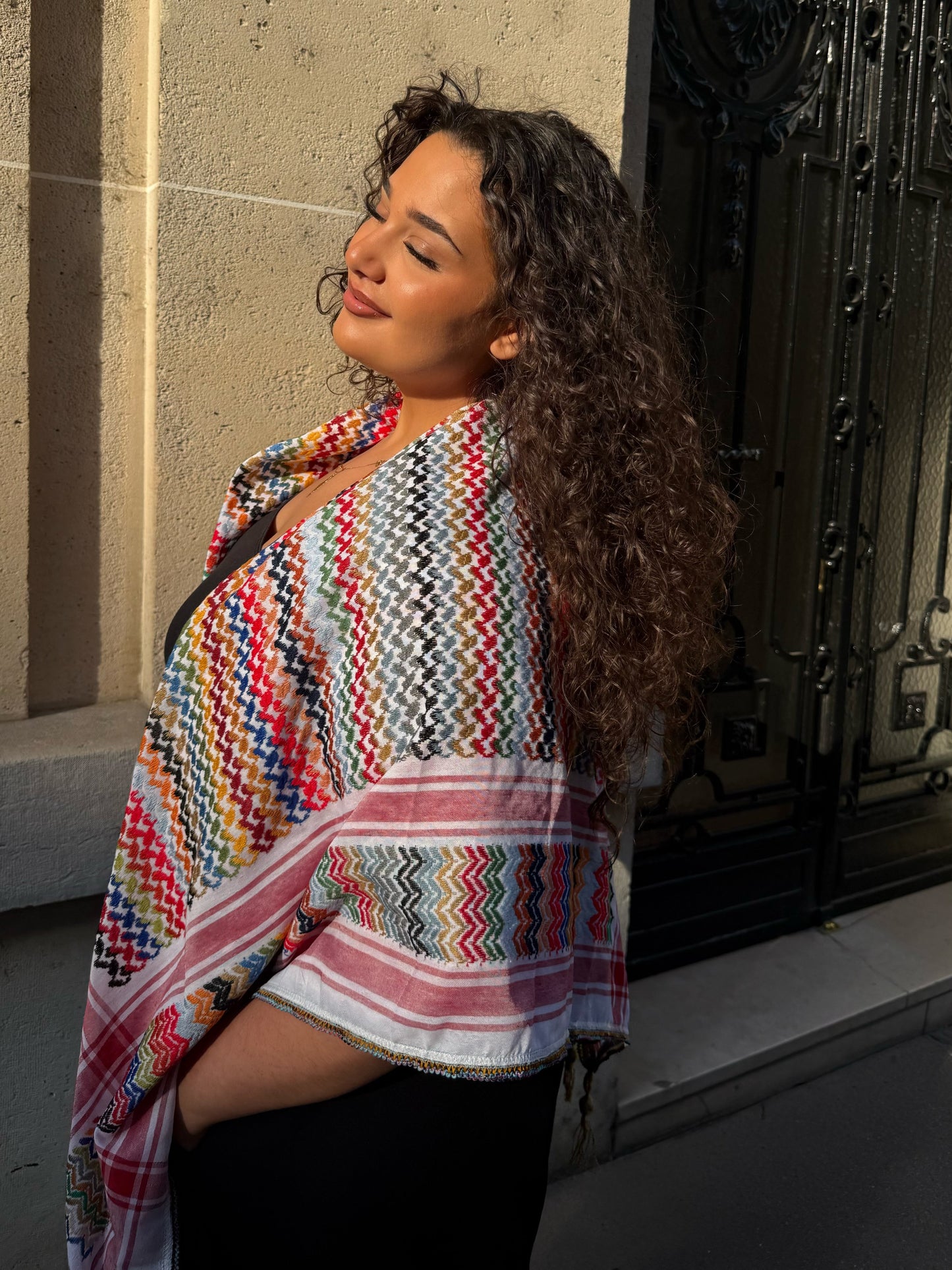 Keffiyeh rouge & blanc multicolore