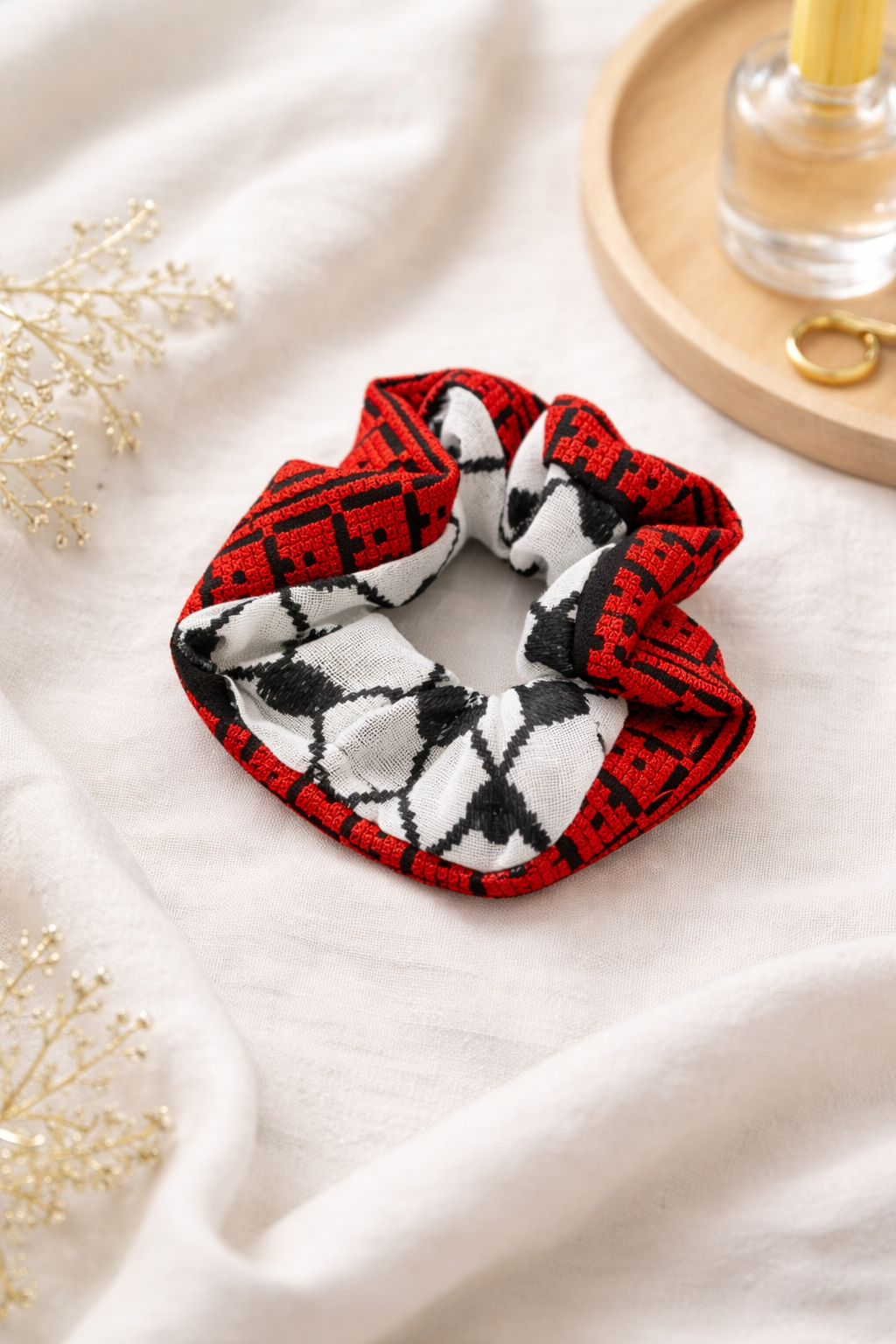Chouchou en Keffiyeh & Tatreez rouge