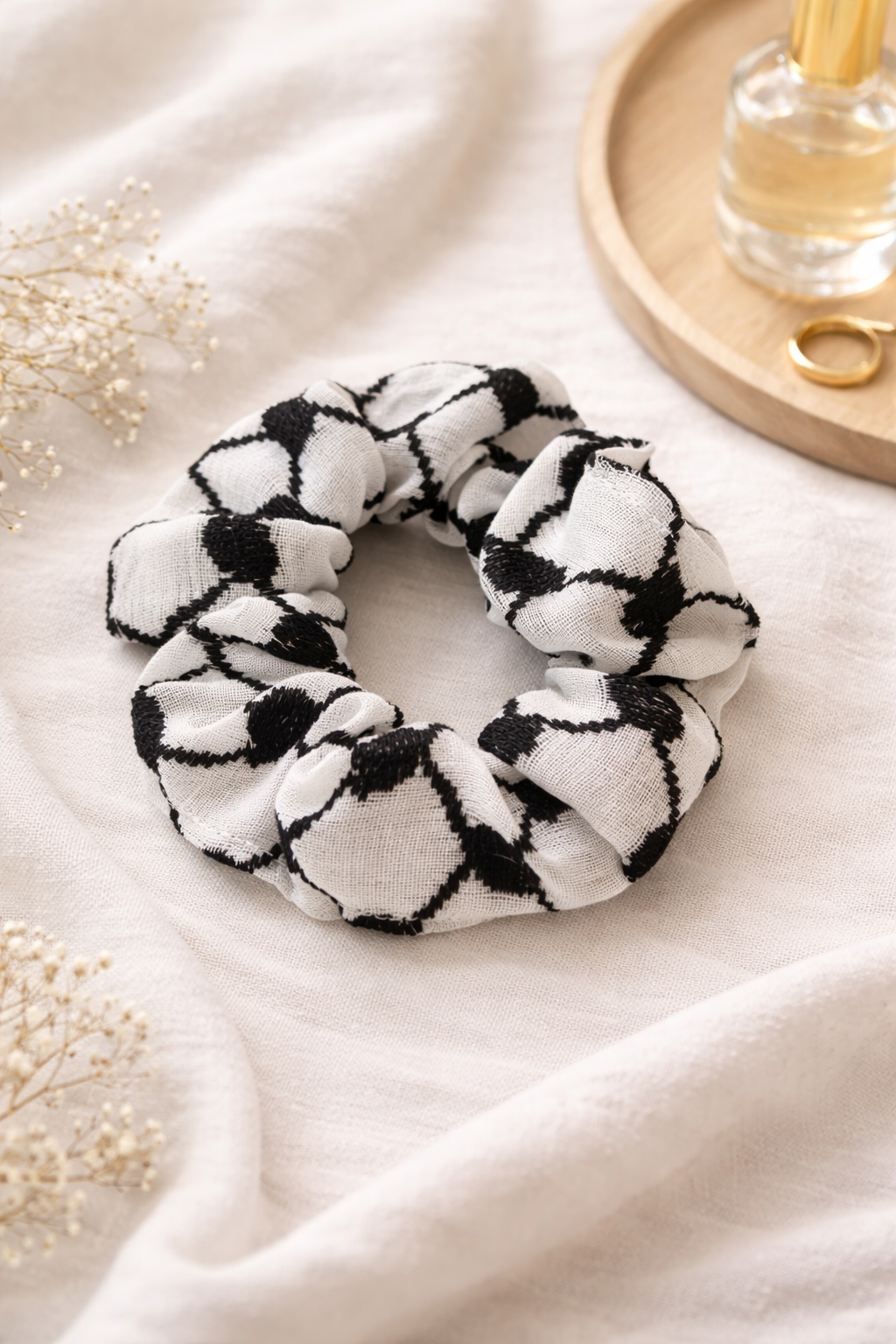 Chouchou Keffiyeh blanc